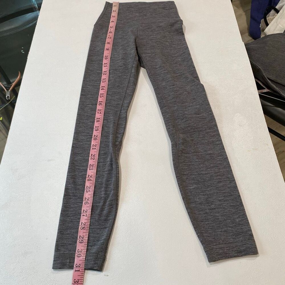 Lululemon Leggings Size 0 Heathered Gray High Rise Full Length Yoga Pants - Picture 5 of 6